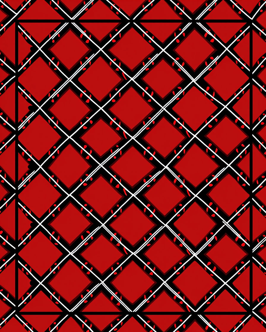 Bold Red Diamond Pattern Rug