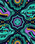 Vivid Teal Purple Gold Swirl Mandala Rug