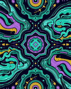 Vivid Teal Purple Gold Swirl Mandala Rug