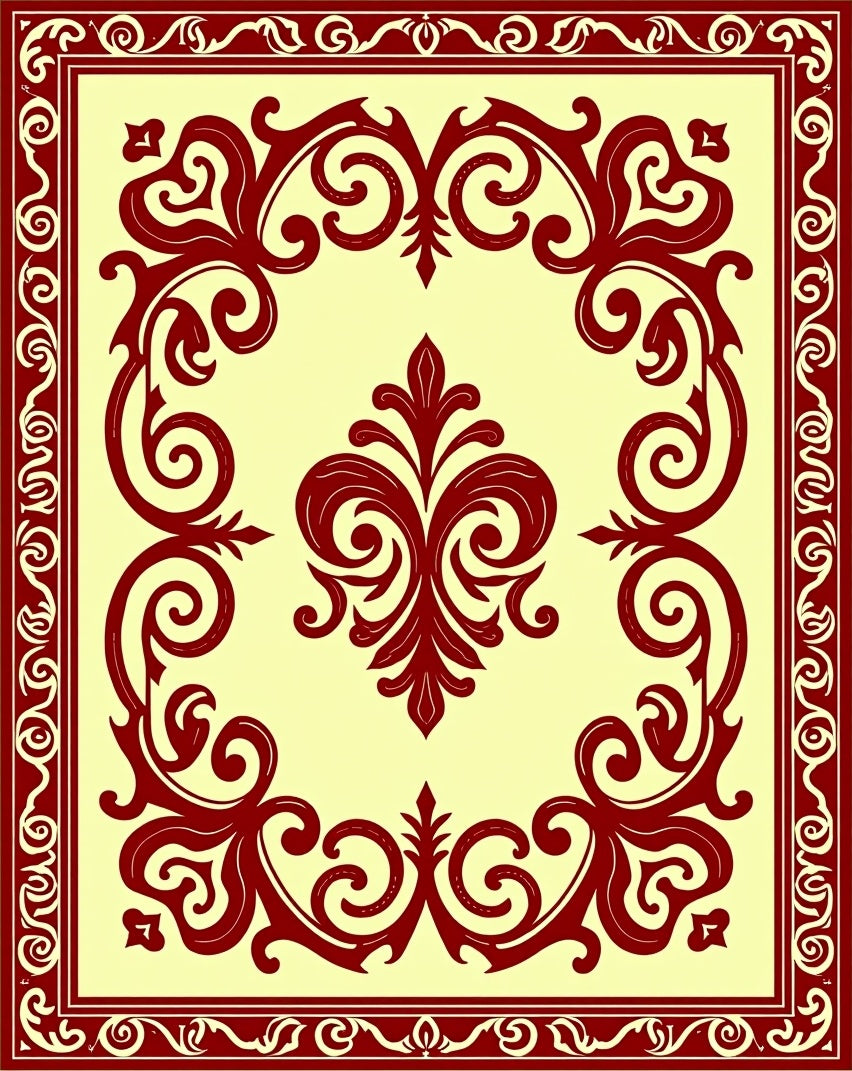 Ornate Red Cream Filigree Design Rug