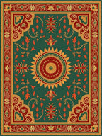 Ornate Sunburst Floral Medallion Rug