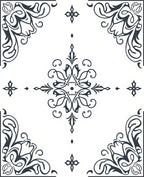 Ornate Scroll and Floral Corner Design Rug