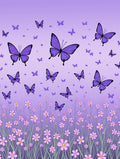 Purple Butterfly Flower Field Pattern Rug