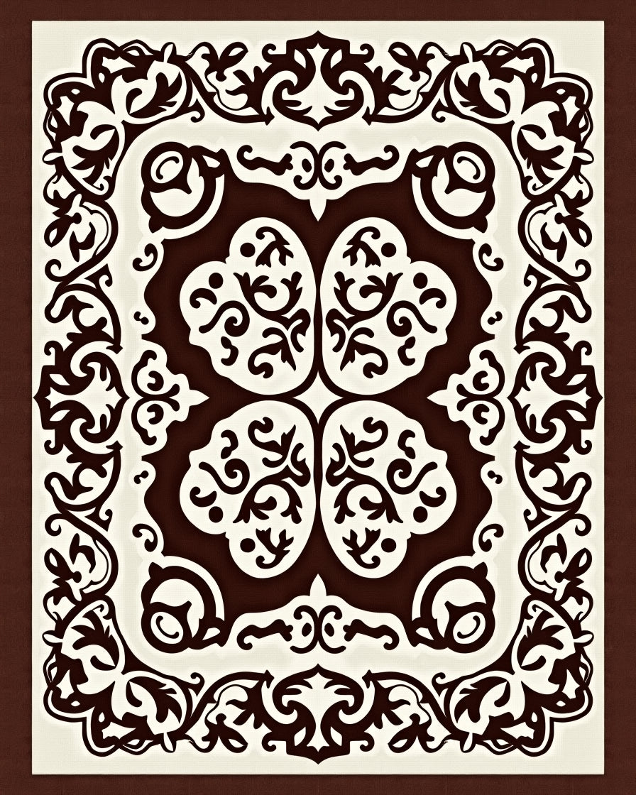 Intricate Floral Design With Dark Accents Rug