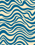 Blue Wave Abstract Pattern Rug