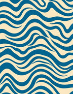 Blue Wave Abstract Pattern Rug