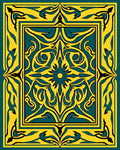Bold Teal Yellow Floral Motif Rug