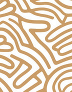 Abstract Tan Organic Line Art Rug