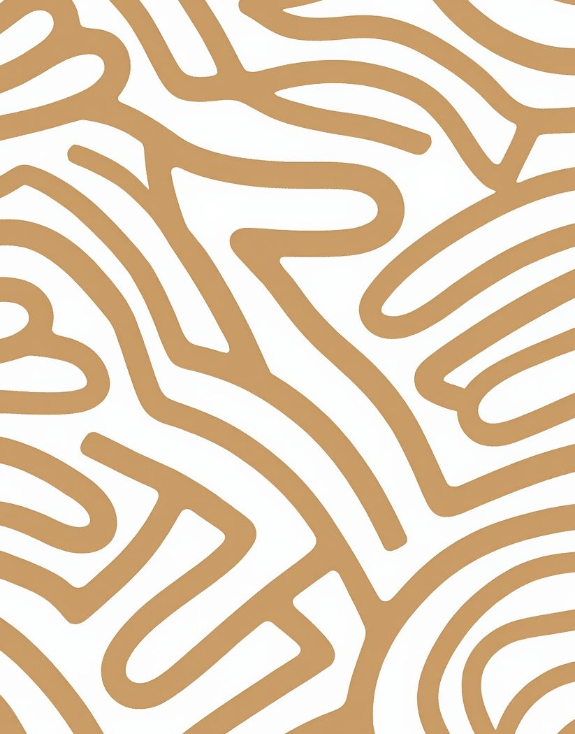 Abstract Tan Organic Line Art Rug