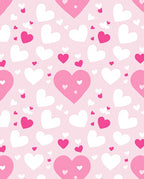 Pink White Hearts Pattern Rug