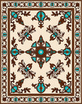 Ornate Turquoise Brown Floral Pattern Rug