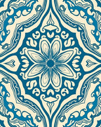 Elegant Teal Floral Mandala Pattern Rug