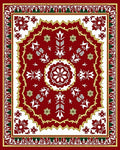 Elegant Red White Floral Medallion Rug