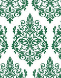 Damask Inspired Emerald Scroll Pattern Rug