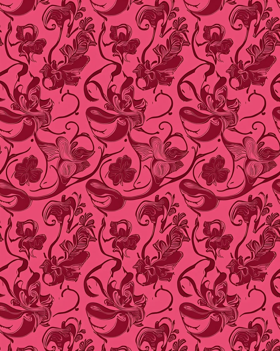 Crimson Floral Vines Decorative Pattern Rug