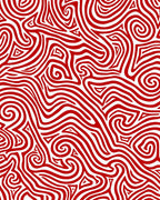 Bold Red White Swirl Pattern Rug