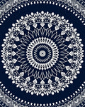 Indigo White Intricate Mandala Pattern Rug