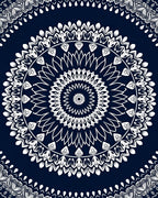 Indigo White Intricate Mandala Pattern Rug
