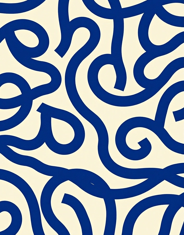 Bold Blue Swirl Abstract Pattern Rug