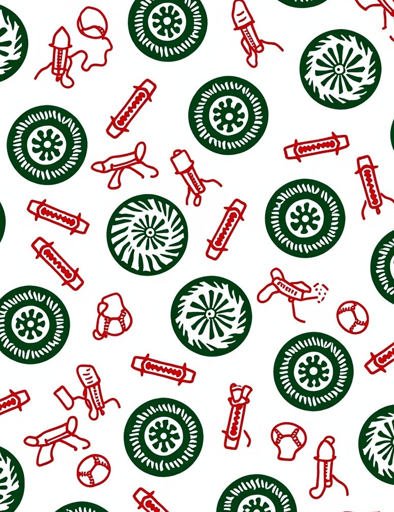 Abstract Red Green Circular Pattern Design Rug