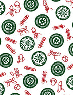 Abstract Red Green Circular Pattern Design Rug
