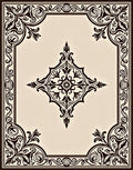 Ornate Brown Ivory Floral Design Rug