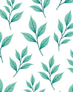 Mint Green Leaf Patterned Design Rug