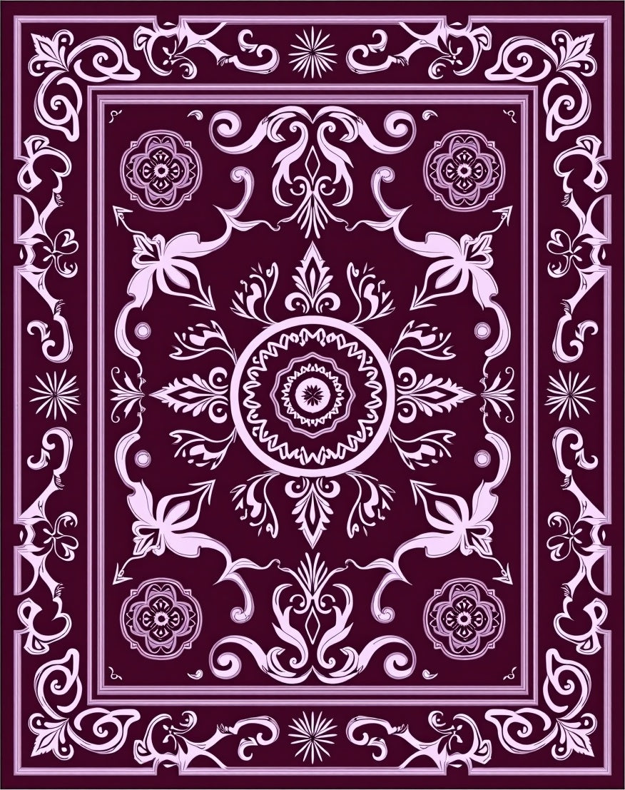 Elegant Floral Medallion Border Design Rug