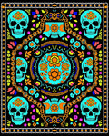 Skull Floral Pattern Rug
