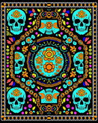 Skull Floral Pattern Rug