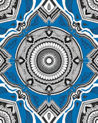 Vibrant Blue Mandala Jewel Symmetry Rug