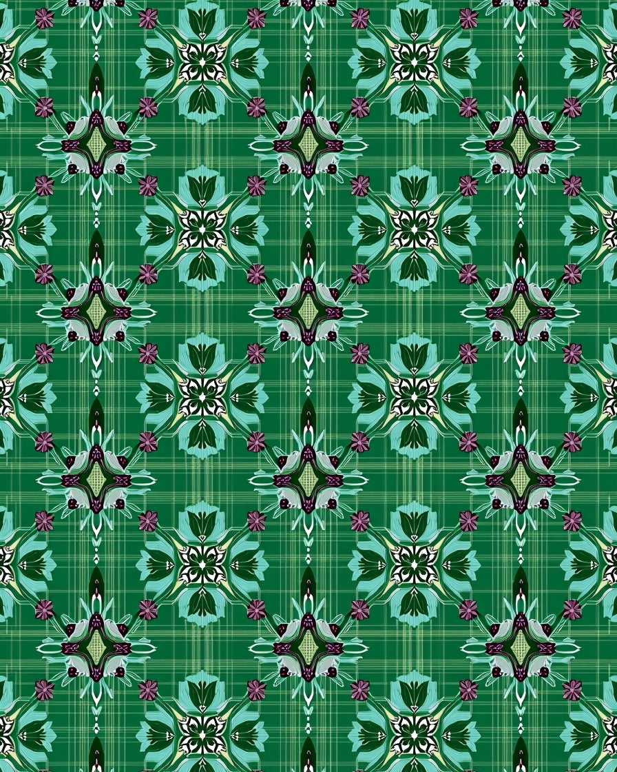 Tartan Floral Medallion Pattern Rug