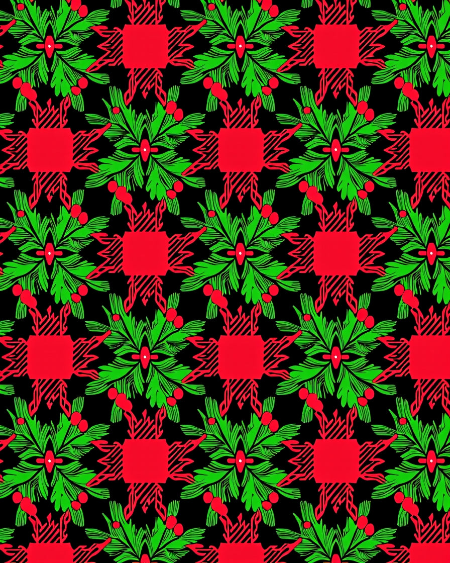 Bold Green Berry Red Plaid Accents Rug