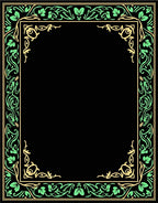 Ornate Green Yellow Floral Garland Border Rug