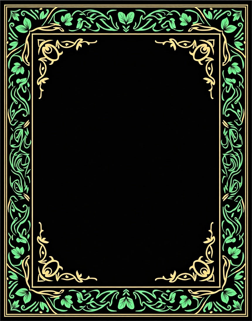 Ornate Green Yellow Floral Garland Border Rug