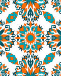 Vibrant Teal Orange Geometric Starburst Pattern Rug