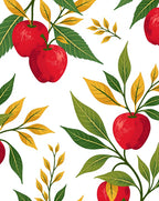 Red Apple Branch Pattern Rug