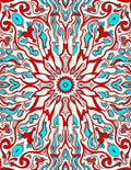 Bold Red Teal Swirl Mandala Rug