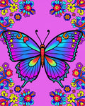 Vibrant Butterfly Floral Pattern Rug