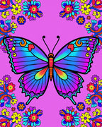 Vibrant Butterfly Floral Pattern Rug