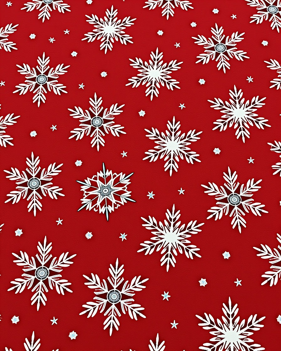 Crimson Red Snowflake Pattern Rug