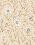 Neutral Daisy Floral Botanical Pattern Rug