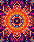 Vibrant Mandala Colorful Geometric Pattern Rug