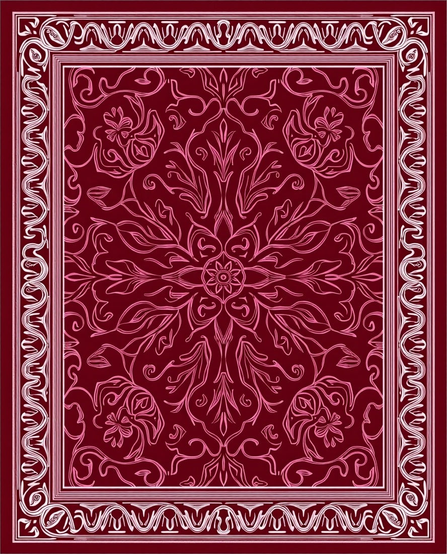 Ornate Floral Scrollwork Pattern Rug
