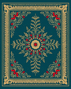 Teal Imperial Floral Medallion Rug