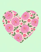 Pink Floral Heart Pattern Rug
