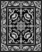 Classic Black White Floral Scroll Rug