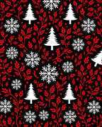 Winter Red Leaf Snowflake Tree Collage Rug