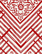 Bold Red Geometric Tribal Design Rug