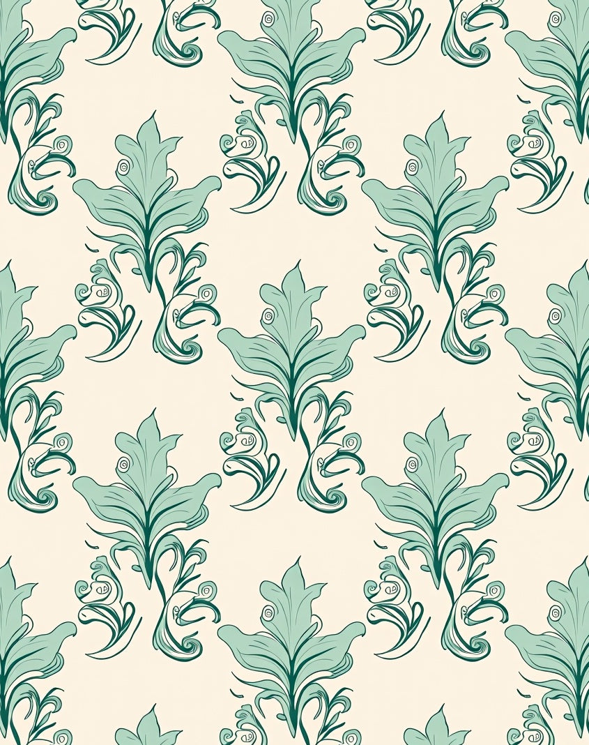 Art Nouveau Floral Swirl Pattern Rug